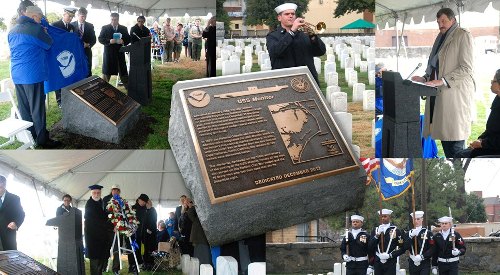 Collage of photos from the Dec. 29th dedication ceremony for the USS Monitor monument at Hampton National Cemetery.