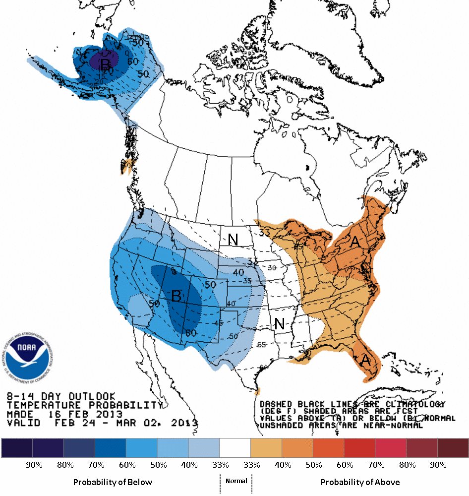 Latest 8 to 14 Day Temperature Outlook