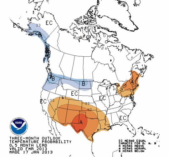 Latest 90 Day Temperature Outlook