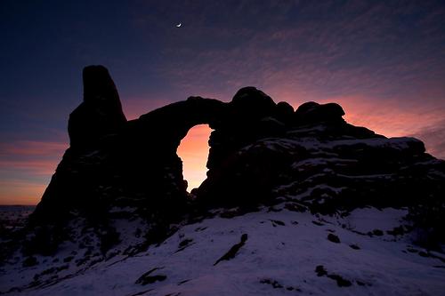 A waning sun and a waxing moon at Arches National Park. Does it get any better than this? Photo: Jacob W. Frank
