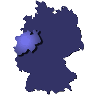 Location of North Rhine-Westphalia within Germany