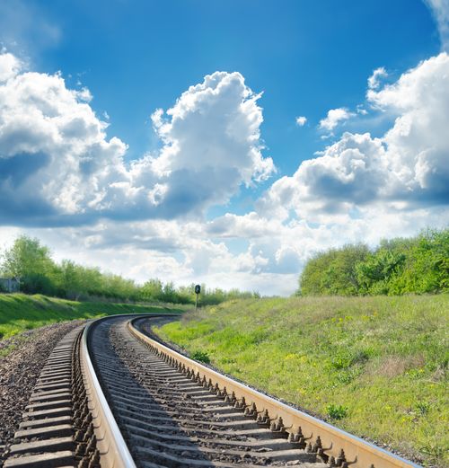 Rail Tracks Into Distance