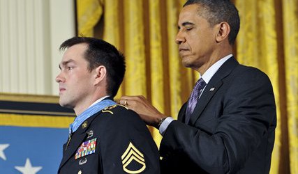 Share President Barack Obama placed the Medal of Honor around the neck of former Army Staff Sgt. Clinton Romesha during a ceremony Feb. 11 in the East Room of the...