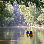 Canoes on Green River in Mammoth Cave National Park