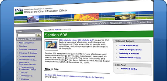 USDA Website Screen Shot