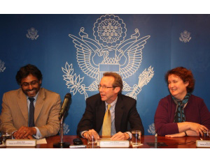 (Left to Right) Vikram Singh, Deputy Assistant Secretary of Defense for South and Southeast Asia, Deputy Assistant Secretary James R. Moore and Jane Zimmerman, Deputy Assistant Secretary for Democracy, Human Rights and Labor. (State Dept.)