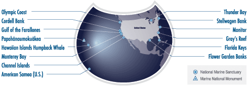 National Marine Sanctuaries map