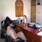 The American Center Director Lauren Lovelace talks on “Study in the United States” to the students at the American Corner Sylhet (U.S. Embassy Dhaka photo)