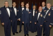 The 2009 Airmen of the Year for the Florida Air National Guard (second from left) Master Sgt. Christopher Hogarth, Tech. Sgt. Mark Farmer, Staff Sgt. Michael Fillinger, Master Sgt. Melissa Merideth, Master Sgt. Michael Ramsey, and Tech. Sgt. Paul Still pose for a photo with Command Chief Master Sgt. Charles Wisniewski (far left) and the Commander of the Florida Air National Guard Brig. Gen. Joseph Balskus (far right) Aug. 22, 2009.Photo by Staff Sgt. Jaclyn Carver