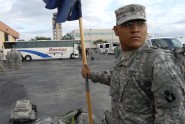 Soldiers from the 1st Battalion, 124th Infantry Regiment, depart Jan. 5, 2010. Photo by Tech. Sgt. Thomas Kielbasa