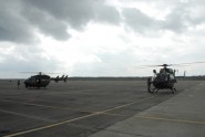 Two Florida National Guard UH-72A Lakota helicopters prepare to take off from Cecil Field, Feb. 23, 2012, to provide security to the Nation's border as part of Operation Guardian. Photo by Sgt. 1st Class Blair Heusdens
