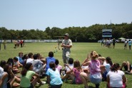 A Soldier from the Florida National Guard Counterdrug Civil Operations Program speaks to students at a middle school in Monroe County about leadership and life skills.