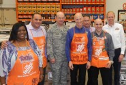 Florida Governor Rick Scott (center), Florida Division of Emergency Management (DEM) Director Bryan W. Koon (right) and Adjutant General of Florida Maj. Gen. Emmett R. Titshaw Jr. meet with Home Depot employees in Miami on June 1, as part of an effort to focus on the 20th anniversary of Hurricane Andrew and preparedness for 2012 hurricane season. Courtesy photo