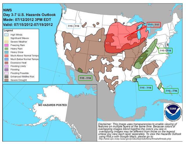 U.S. Hazards Outlook, courtesy of the National Weather Service.