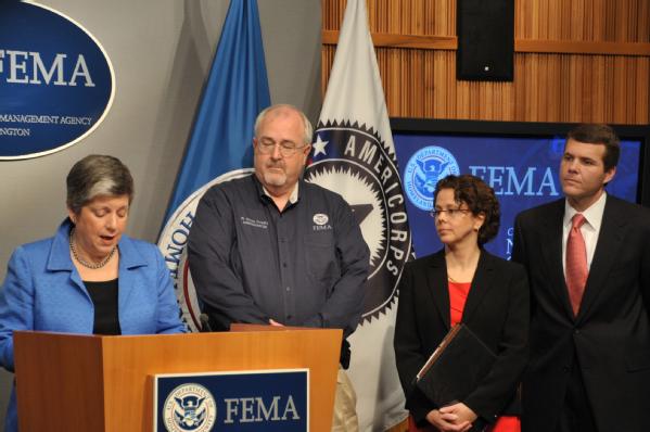 Washington, D.C., March 13, 2012 -- Department of Homeland Security Secretary Janet Napolitano introduces the new partnership the Corporation for National and Community Service and FEMA. FEMA Corps is designed to strengthen the nation’s ability to respond to and recover from disasters while expanding career opportunities for young people.