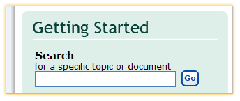 Getting Started Search Box