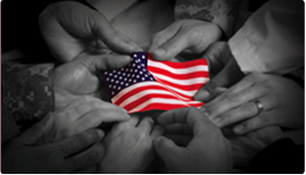 Hands holding the American flag