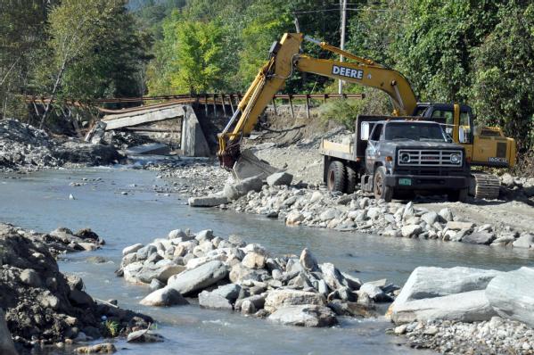 One of the many bridges in Vermont destroyed by torrential rains and flash floods in August and September.