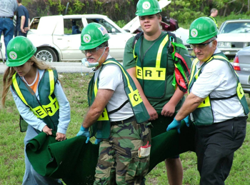CERT volunteers perform a training exercise.