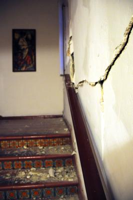 Damage to a home from an earthquake in Calexico, California.