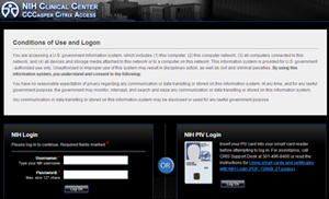 Screen capture of the CCCasper Citrix Access login screen