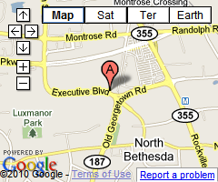 Street map of area around NIMH headquarters (6001 Executive Boulevard; North Bethesda, Maryland; 20852).