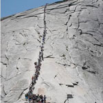Half Dome cables with people