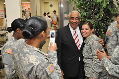 Congressman Charlie Rangel with a U.S. service woman from New York state