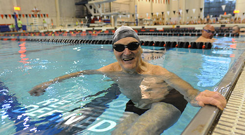 A photo of a Veteran swimming