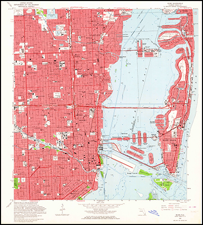 Thumbnail image of the 1962 Miami, Florida 7.5 minute series quadrangle (1:24,000-scale), Historical Topographic Map Collection. 