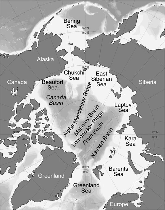 Map of the Arctic Sea and environs