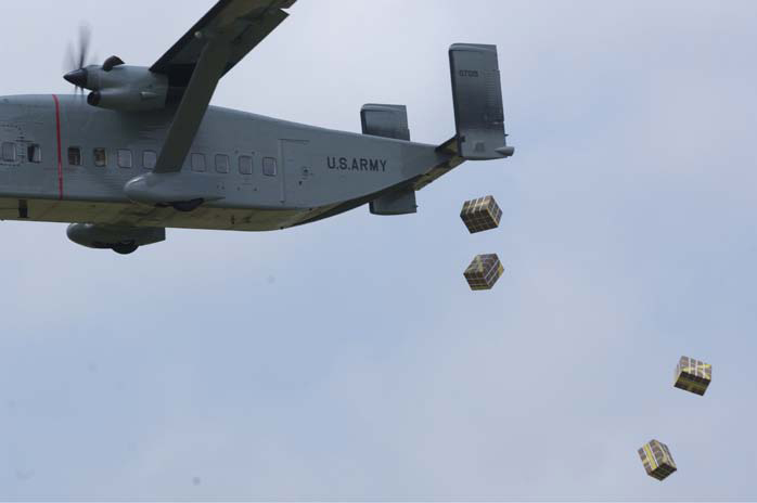 Click on image to see an actual supply drop without parachute