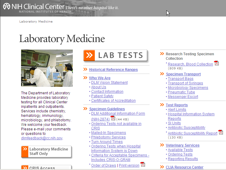 Screenshot of Lab Website