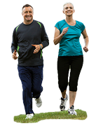 elderly couple jogging