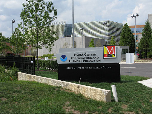 Entrance to the NOAA Center for Weather and Climate Prediction