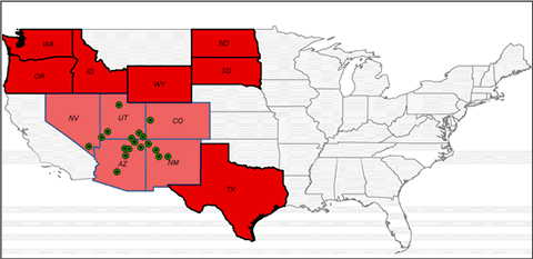 Map of RESEP High-Impact States and Clinics