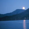 moon over mountain coastal scene