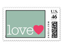 Love with Pink Heart Custom Postage
