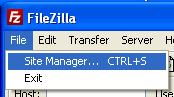 FileZilla Site Manager Select