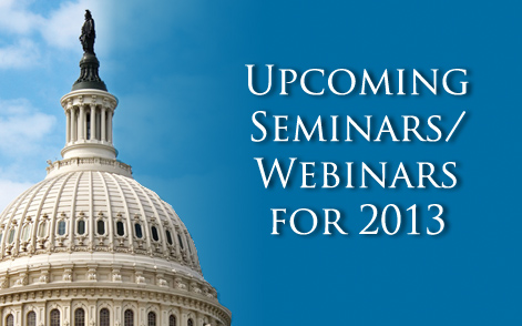 2013 Seminar/Webinar Schedule