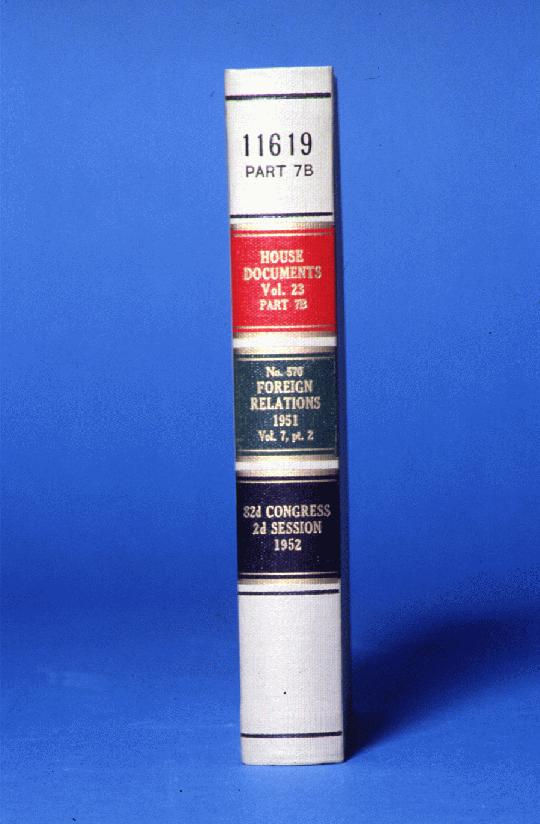 Volume showing discontinued fancy binding once used for posterity sets.