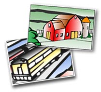 Tox Town Collage of train and barn - 209X191 pixels - 10.7 KB