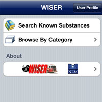 Screen shot of WISER application.