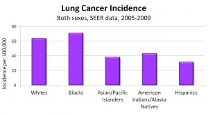 Chart shows lung cancer incidence broken down by race