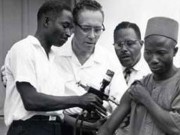 Teaching a man how to give an immunization