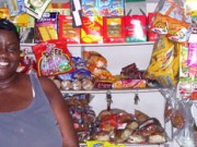 Woman standing next to her goods