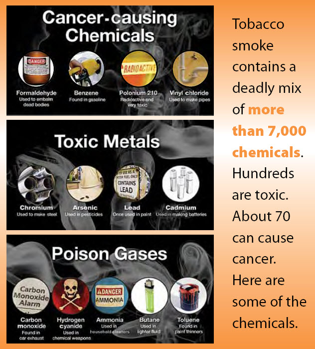 The Chemicals in Tobacco Smoke. Click the image for a larger version.