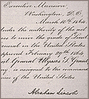 Ulysses S. Grant's commission as lieutenant general signed by Abraham Lincoln