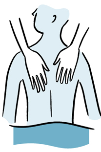 Illustration of hands massaging a person’s back
