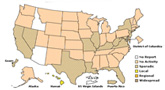 Mapa de la actividad de la influenza en los EE.UU.